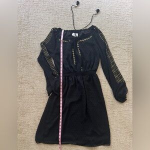 Altuzarra Women’s Black Swiss Dot Gold Sequin Boho Long Sleeve